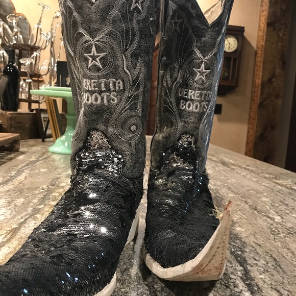 Silver Sequin Mexican Dancing Boots - Picture 3 of 5